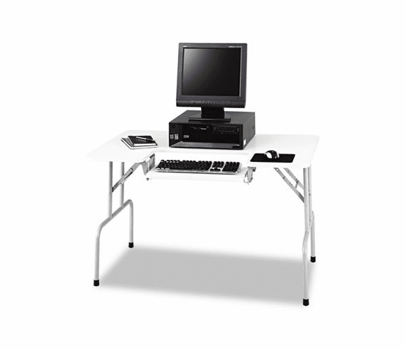 SAF1935GR Folding Computer Table, Rectangular, 47-1/2w x 29-3/4d x 28-3/4h, Light Gray By SAFCO PRODUCTS