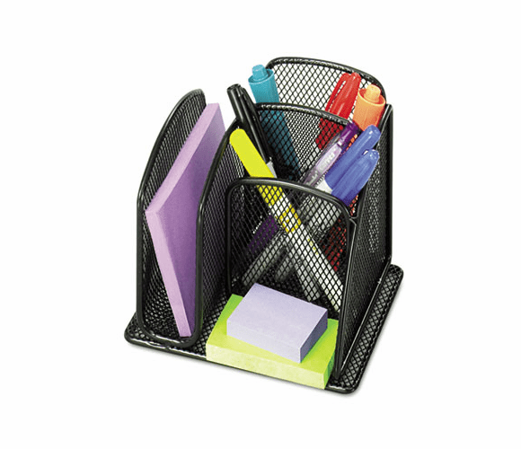 SAF3250BL Onyx Mini Organizer with Three Compartments, Steel Mesh, Black, 5 x 6 x 5 1/2 By SAFCO PRODUCTS