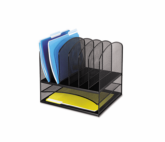 SAF3255BL Mesh Desk Organizer, Eight Sections, Steel, 13 1/2 x 11 3/8 x 13, Black By SAFCO PRODUCTS