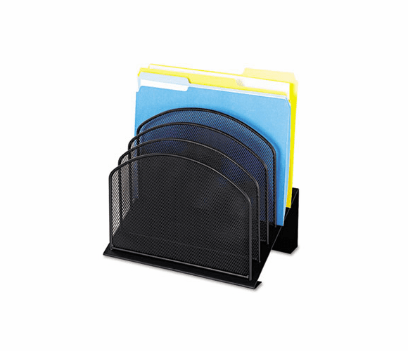 SAF3257BL Mesh Desk Organizer, Five-Tiered Sections, Steel, 11 1/4 x 7 1/8 x 11 5/8, Black By SAFCO PRODUCTS