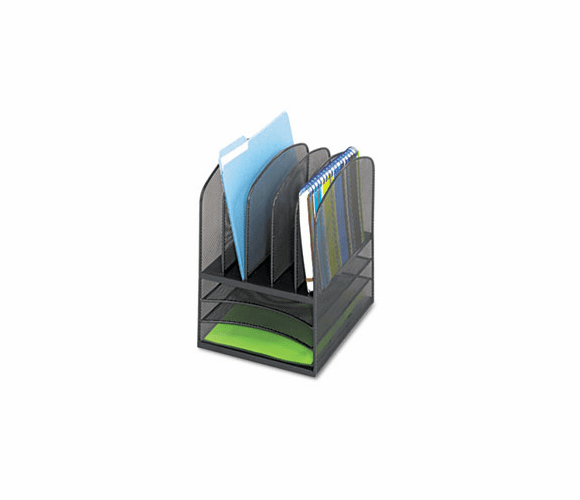 SAF3266BL Onyx Mesh Desk Organizer, Eight Sections, 11 3/8 x 9 1/2 x 13, Black By SAFCO PRODUCTS