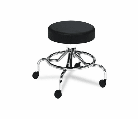 SAF3432BL Screw Lift Stool w/Low Base, 17-25" Height-Adjustable, Chrome/Black By SAFCO PRODUCTS