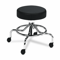 SAF3432BL Screw Lift Stool w/Low Base, 17-25" Height-Adjustable, Chrome/Black By SAFCO PRODUCTS