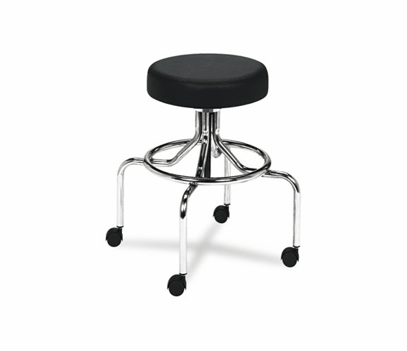 SAF3433BL Screw Lift Stool w/High Base, Height-Adjustable, 25-33h, Chrome/Black By SAFCO PRODUCTS