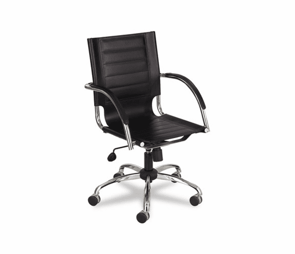 SAF3456BL Flaunt Series Mid-Back Manager's Chair, Black Leather/Chrome By SAFCO PRODUCTS