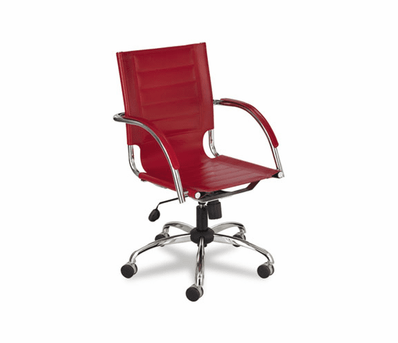 SAF3456RD Flaunt Series Mid-Back Manager's Chair, Red Leather/Chrome By SAFCO PRODUCTS