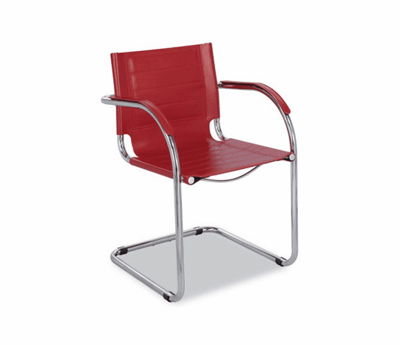 SAF3457RD Flaunt Series Guest Chair, Red Leather/Chrome By SAFCO PRODUCTS