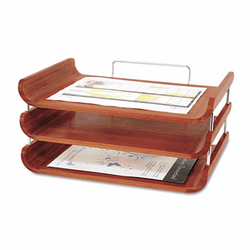 SAF3641CY Desk Tray, Three Tiers, Bamboo, Letter, Cherry Finish By SAFCO PRODUCTS