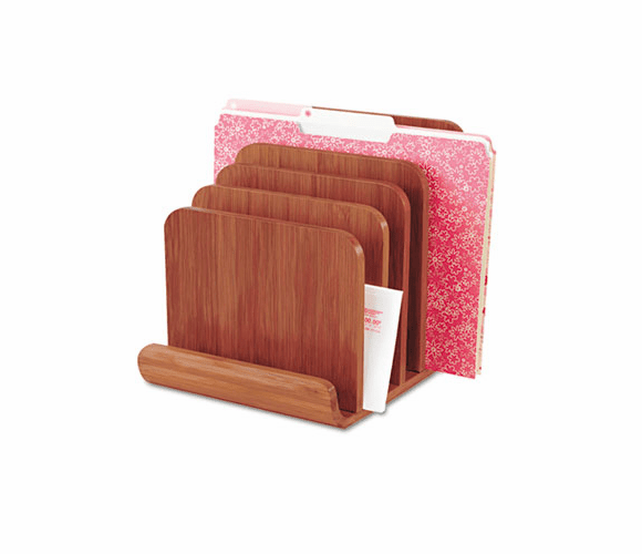 SAF3643CY Bamboo Wood Organizer, Five Sections, 8 x 10 x 9, Cherry By SAFCO PRODUCTS