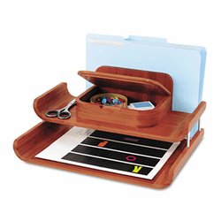 SAF3644CY Bamboo Desktop Organizer with Trays, 14 3/4 x 12 1/4 x 7 1/2, Cherry By SAFCO PRODUCTS