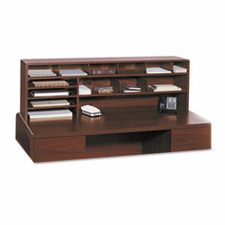 SAF3651CY Wood Desktop Organizer, Double Shelf, Three Sections, 57 1/2 x 12 x 18, Cherry By SAFCO PRODUCTS