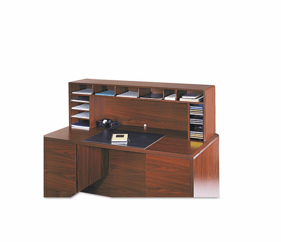 SAF3661CY Wood Desktop Organizer, Single Shelf, Three Sections, 57 1/2 x 12 x 18, Cherry By SAFCO PRODUCTS