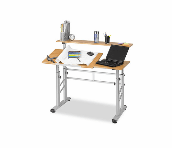 SAF3965MO Adjustable Split Level Workstation, 47-1/4w x 29-1/2d x 37-1/4h, Medium Oak By SAFCO PRODUCTS