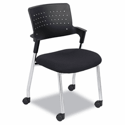 SAF4013BL Spry Series Guest Chair w/Casters, Plastic Back/Fabric Seat, Black/Chrome By SAFCO PRODUCTS