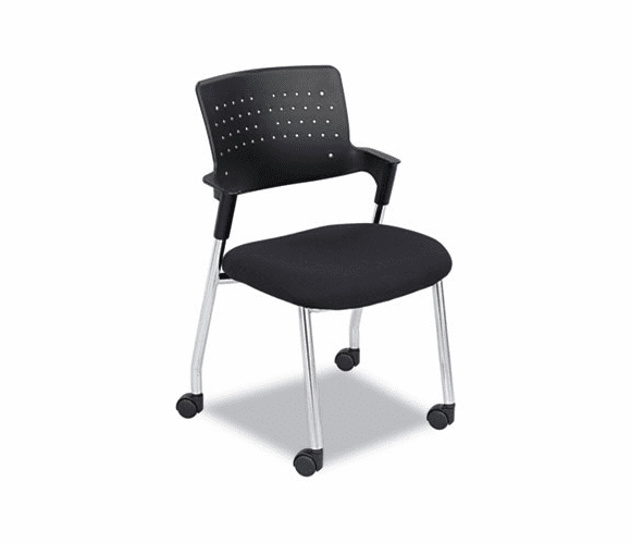 SAF4013BL Spry Series Guest Chair w/Casters, Plastic Back/Fabric Seat, Black/Chrome By SAFCO PRODUCTS