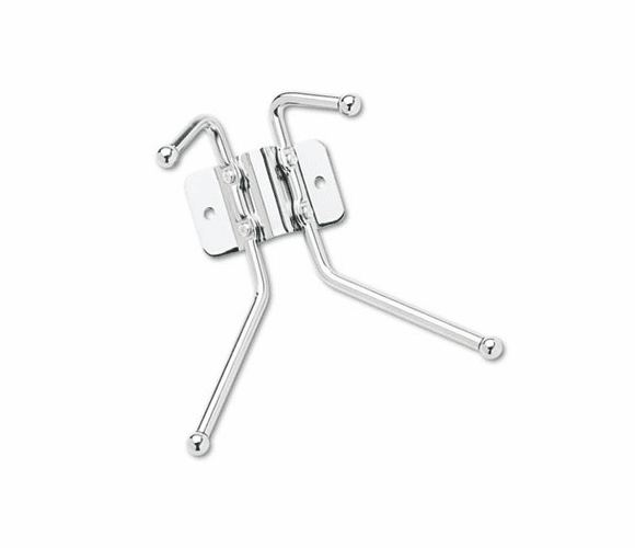 SAF4160 Wall Rack, Two Ball-Tipped Double-Hooks, Metal, Chrome By SAFCO PRODUCTS