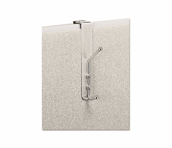 SAF4167 Over-The-Panel Double-Garment Hook, 1 1/2 x 8 5/8, Satin Aluminum/Chrome By SAFCO PRODUCTS