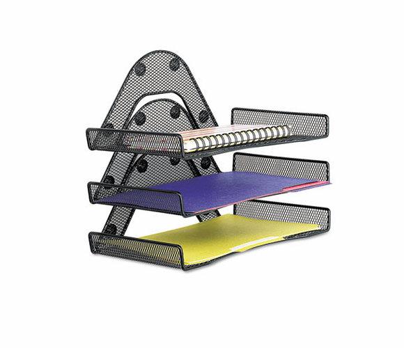 SAF4177BL Onyx Magnetic Mesh Panel Accessories, Triple Tray, Black By SAFCO PRODUCTS