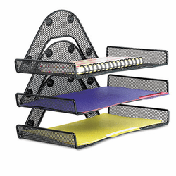 SAF4177BL Onyx Magnetic Mesh Panel Accessories, Triple Tray, Black By SAFCO PRODUCTS