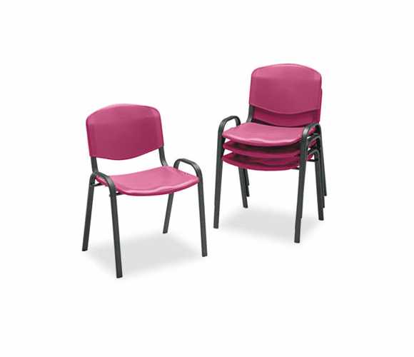 SAF4185BG Contour Stacking Chairs, Burgundy w/Black Frame, 4/Carton By SAFCO PRODUCTS