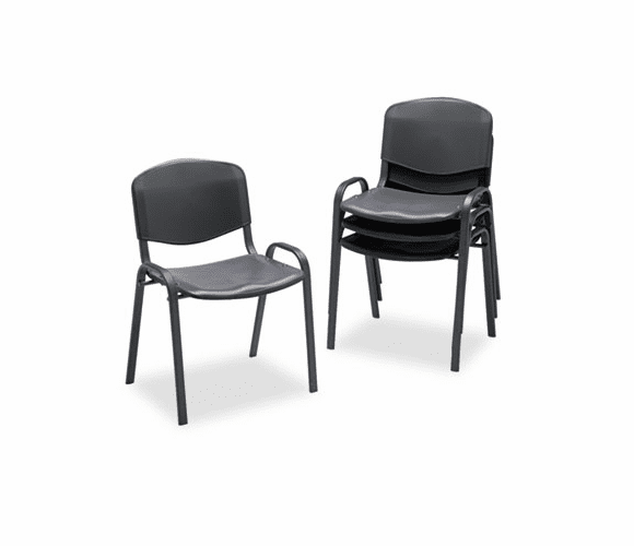 SAF4185BL Contour Stacking Chairs, Black w/Black Frame, 4/Carton By SAFCO PRODUCTS