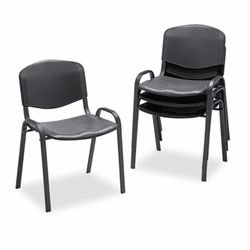 SAF4185BL Contour Stacking Chairs, Black w/Black Frame, 4/Carton By SAFCO PRODUCTS