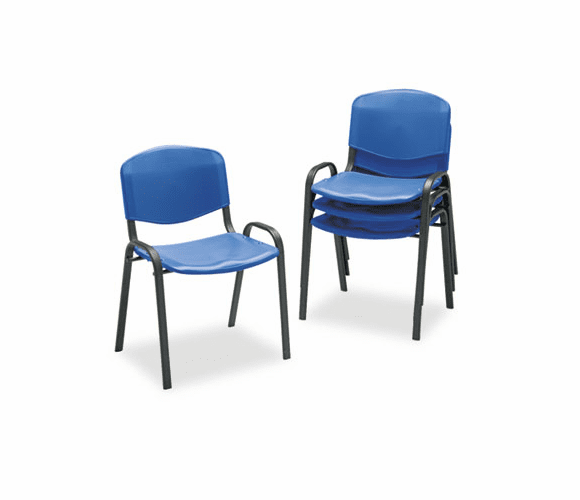 SAF4185BU Contour Stacking Chairs, Blue w/Black Frame, 4/Carton By SAFCO PRODUCTS