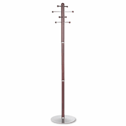 SAF4193MH Costumer, Four Ball-Tipped Double-Hooks, Steel/Wood, Mahogany By SAFCO PRODUCTS