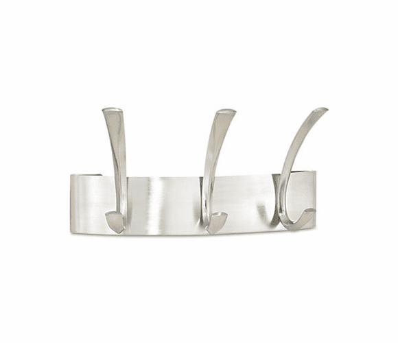 SAF4204SL Metal Coat Racks, Silver. Steel, Wall Rack, Three Hooks By SAFCO PRODUCTS