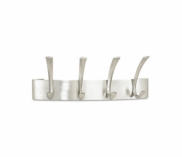 SAF4205SL Metal Coat Racks, Silver, Steel, Wall Rack, Four Hooks By SAFCO PRODUCTS