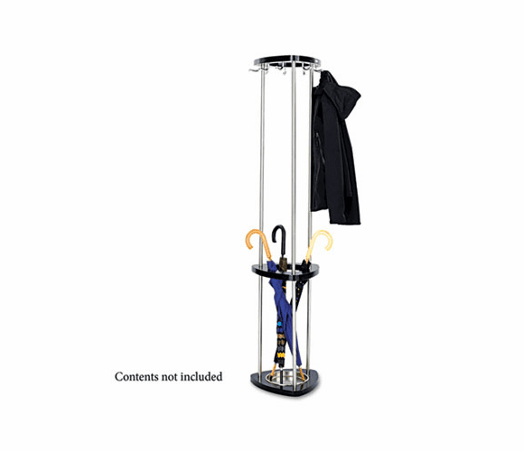 SAF4214BL Mode Wood Costumer with Umbrella Stand, Black, Wood, Stand Alone, Nine Hooks By SAFCO PRODUCTS