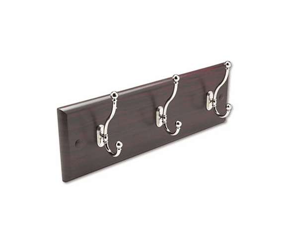 SAF4216MH Wall Rack, Three Double-Hooks, Wood, Mahogany By SAFCO PRODUCTS