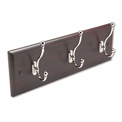 SAF4216MH Wall Rack, Three Double-Hooks, Wood, Mahogany By SAFCO PRODUCTS