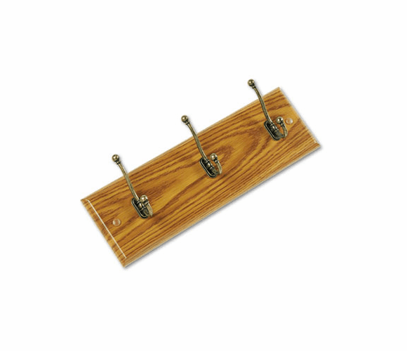SAF4216MO Wall Rack, Three Double-Hooks, Wood, Medium Oak By SAFCO PRODUCTS