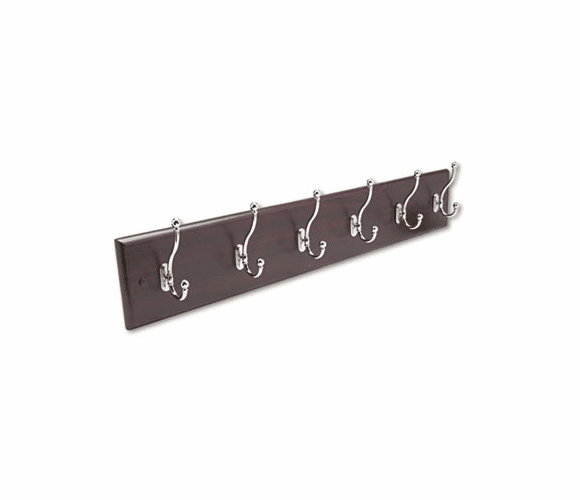 SAF4217MH Wall Rack, Six Double-Hooks, Wood, Mahogany By SAFCO PRODUCTS