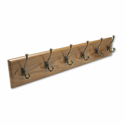 SAF4217MO Wall Rack, Six Double-Hooks, Wood, Medium Oak By SAFCO PRODUCTS