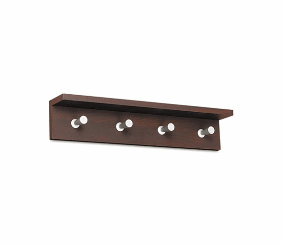 SAF4221MH Wood Wall Rack, 4 Hook, Mahogany By SAFCO PRODUCTS