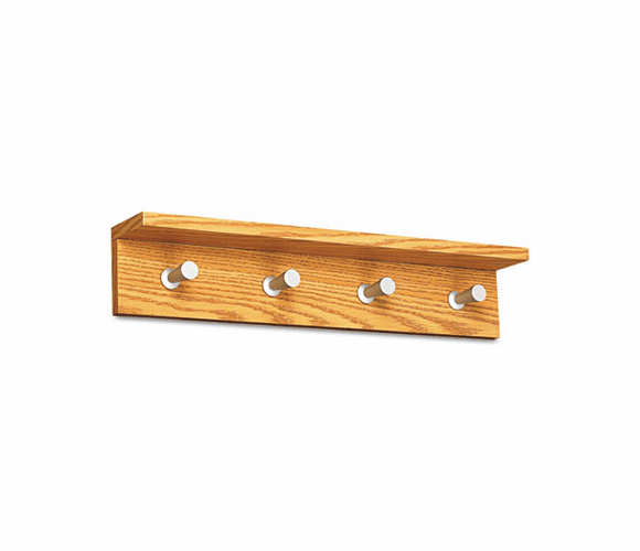 SAF4221MO Wood Wall Rack, 4 Hook, Medium Oak By SAFCO PRODUCTS