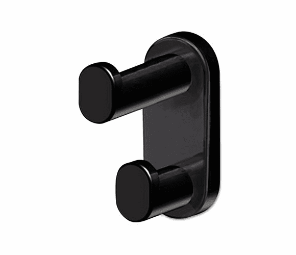 SAF4223BL Plastic Coat Hook, 2 Hook, 1 3/4 x 3 3/4 x 4, Black By SAFCO PRODUCTS