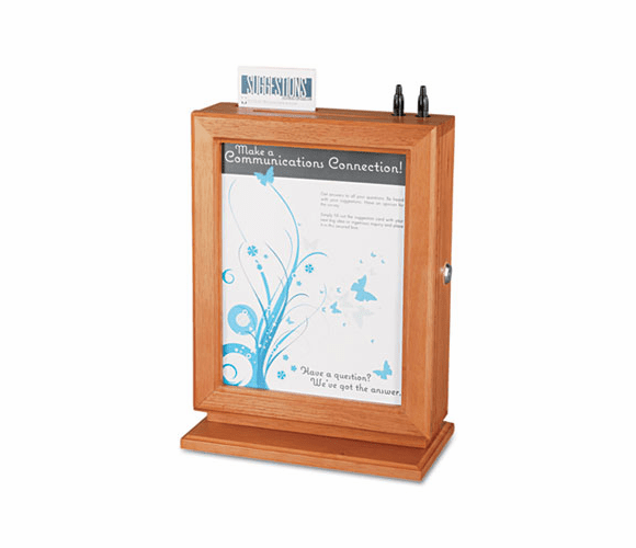 SAF4236CY Customizable Wood Suggestion Box, 10 1/2 x 13 x 5 3/4, Cherry By SAFCO PRODUCTS