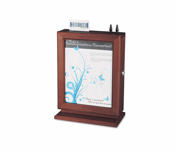 SAF4236MH Customizable Wood Suggestion Box, 10 1/2 x 13 x 5 3/4, Mahogany By SAFCO PRODUCTS