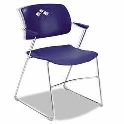 SAF4286BU Veer Series Stacking Chair With Arms, Sled Base, Blue/Chrome, 4/Carton By SAFCO PRODUCTS