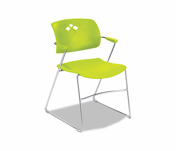 SAF4286GS Veer Series Stacking Chair With Arms, Sled Base, Grass/Chrome, 4/Carton By SAFCO PRODUCTS