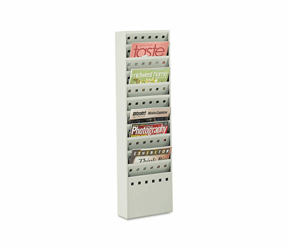 SAF4321GR Steel Magazine Rack, 11 Compartments, 10w x 4d x 36-1/4h, Gray By SAFCO PRODUCTS