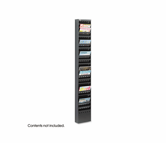 SAF4322BL Steel Magazine Rack, 23 Compartments, 10w x 4d x 65-1/2h, Black By SAFCO PRODUCTS