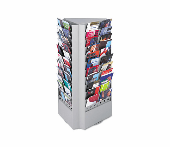 SAF4326GR Steel Rotary Brochure Rack, 33 Compartments, 17-1/4w x 15d x 30-1/4h, Gray By SAFCO PRODUCTS