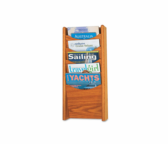 SAF4330MO Solid Wood Wall-Mount Literature Display Rack, 11-1/4 x 3-3/4 x 24, Medium Oak By SAFCO PRODUCTS