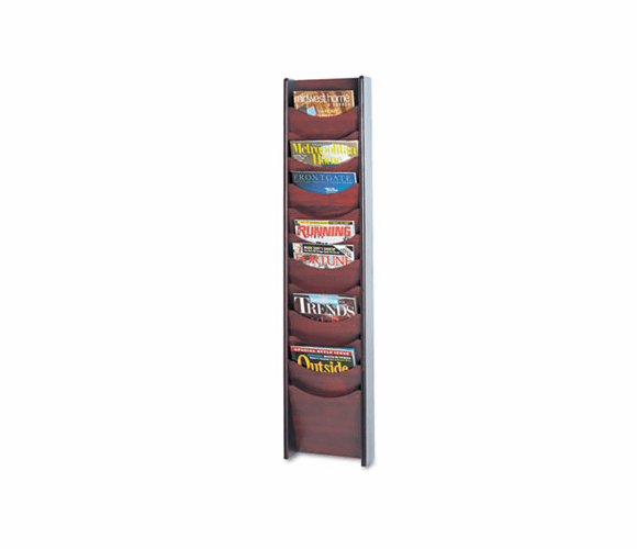SAF4331MH Solid Wood Wall-Mount Literature Display Rack, 11-1/4w x 3-3/4d x 48h, Mahogany By SAFCO PRODUCTS