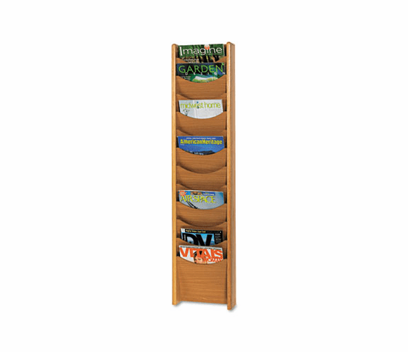 SAF4331MO Solid Wood Wall-Mount Literature Display Rack, 11-1/4 x 3-3/4 x 48, Medium Oak By SAFCO PRODUCTS