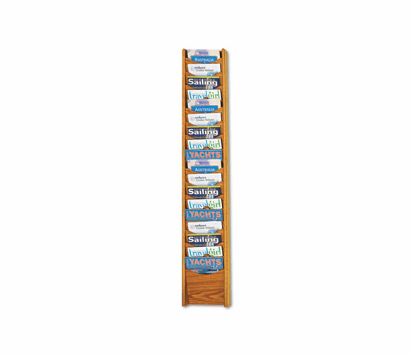 SAF4333MO Solid Wood Wall-Mount Literature Display Rack, 11-1/4 x 3-3/4 x 66, Medium Oak By SAFCO PRODUCTS